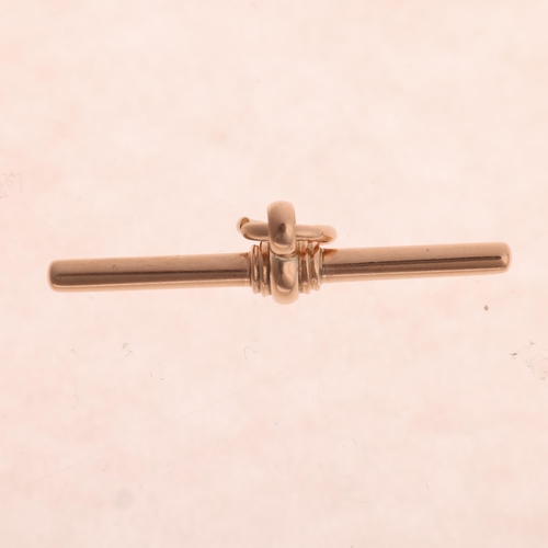 1305 - An Antique 9ct rose gold T-bar, maker W & Co, 34mm, 2.7g