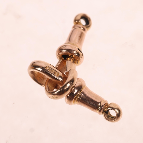 1307 - A pair of Antique 9ct rose gold dog clips, maker JG&S, 22.2mm, 3.7g total (2)