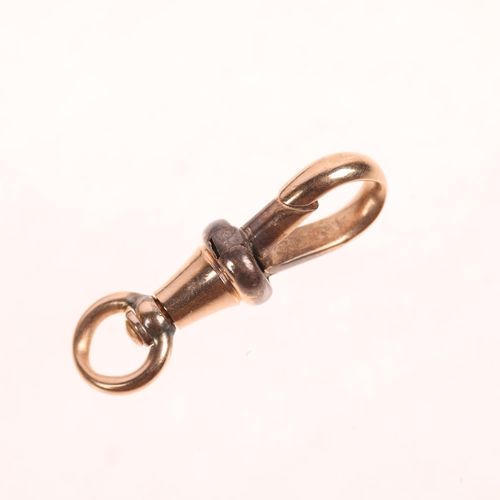 1308 - An Antique 9ct gold dog clip, maker WHA, 25.1mm, 2.6g