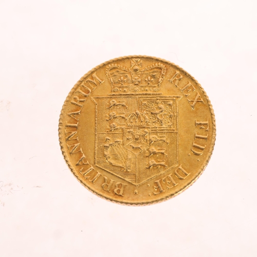 1316 - A George III 1818 gold half sovereign coin, Shield of The Royal Arms design on reverse, 19.4mm, 4g