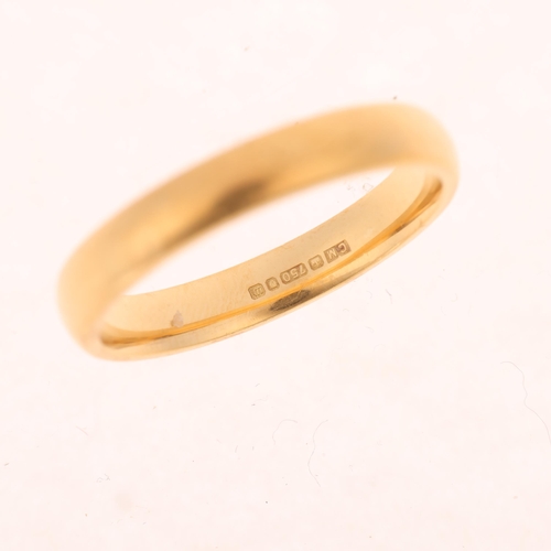 1330 - An 18ct gold wedding band ring, maker CM, London 1996, band width 4mm, size Y, 7.7g