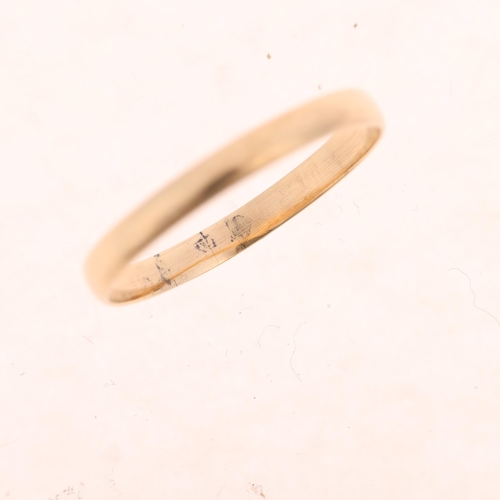 1331 - A 9ct gold wedding band ring, indistinct maker, London 1981, band width 2.8mm, size W, 1.3g