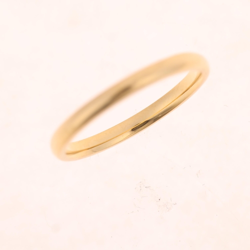 1332 - An 18ct gold wedding band ring, maker B Brothers, no date letter, band width 2.1mm, size O, 2.5g