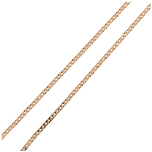 1383 - A Continental 14ct gold fine flat curb link chain necklace, 42cm, 3.2g