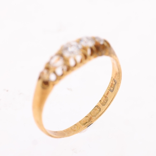 1394 - An 18ct gold graduated five stone diamond and paste half hoop ring, maker AI, Birmingham 1903, total... 