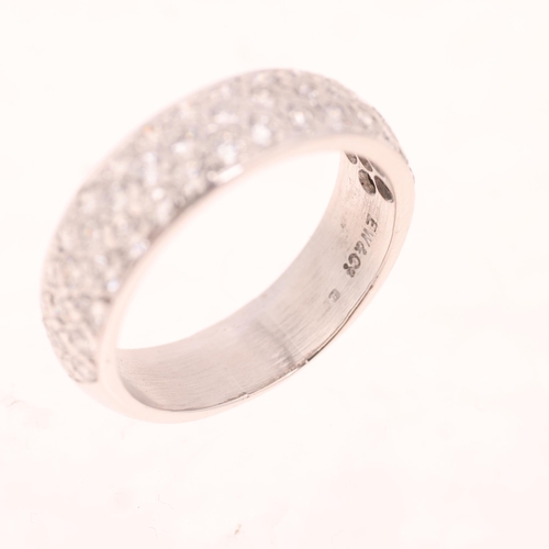 1410 - An 18ct white gold diamond half eternity band ring, maker EW & Co, indistinct hallmarks, pave set wi... 