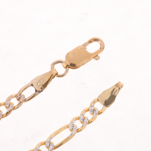 1424 - A 9ct gold figaro link chain bracelet, 22cm, 4.6g