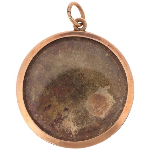 1433 - An Antique 9ct rose gold photo locket pendant, unmarked mount tests as 9ct, 34.2mm, 8.2g gross