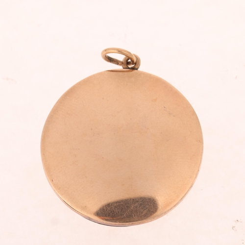 1433 - An Antique 9ct rose gold photo locket pendant, unmarked mount tests as 9ct, 34.2mm, 8.2g gross