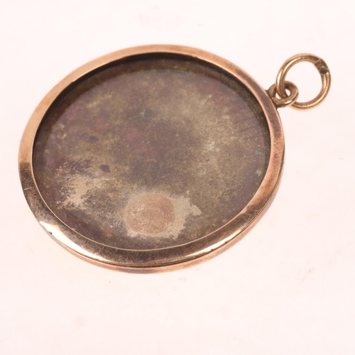 1433 - An Antique 9ct rose gold photo locket pendant, unmarked mount tests as 9ct, 34.2mm, 8.2g gross