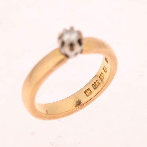 1456 - A 22ct gold 0.15ct single stone diamond ring, London 1929, claw set with modern round brilliant-cut ... 