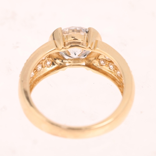 1518 - A 14ct gold cubic zirconia dress ring, by QVC, London 1999, setting height 8.2mm, size K, 4.2g