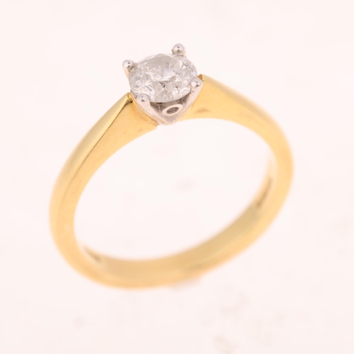 1531 - An 18ct gold 0.6ct single stone diamond ring, maker MDR, London 2003, claw set with modern round bri... 