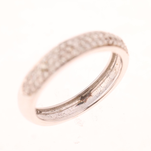 1539 - A 9ct white gold diamond band ring, maker ECI, London 2002, pave set with single-cut diamonds, band ... 