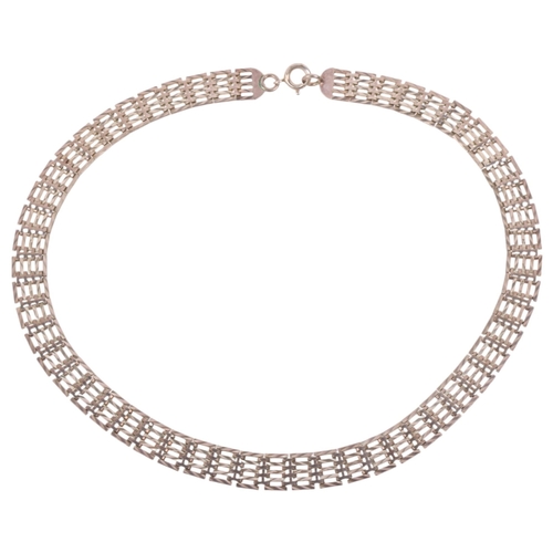 1588 - A Vintage silver collar necklace, maker JAM, Birmingham 1976, band width 10.5mm, 39cm, 26.2g