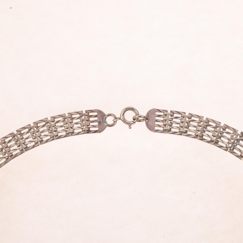 1588 - A Vintage silver collar necklace, maker JAM, Birmingham 1976, band width 10.5mm, 39cm, 26.2g