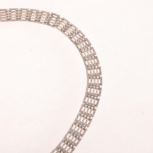 1588 - A Vintage silver collar necklace, maker JAM, Birmingham 1976, band width 10.5mm, 39cm, 26.2g