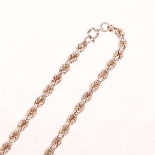 1597 - A sterling silver rope twist chain necklace, 44cm, 26.7g