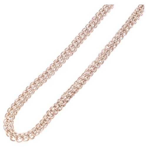 1599 - A heavy sterling silver double hoop link chain necklace, 46cm, 70.2g