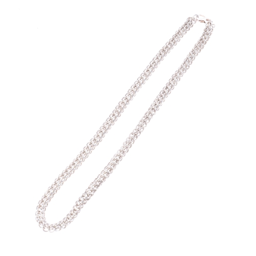 1599 - A heavy sterling silver double hoop link chain necklace, 46cm, 70.2g