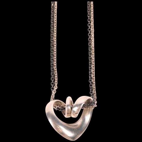 1607 - GEORG JENSEN - a Danish modernist sterling silver Pendant of the Year 2001 heart necklace, on origin... 