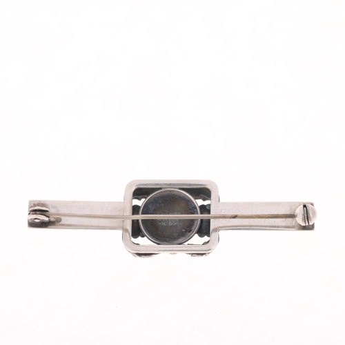 1643 - NIELS ERIK FROM - an Art Nouveau Danish sterling silver floral bar brooch, 55.6mm, 6.2g