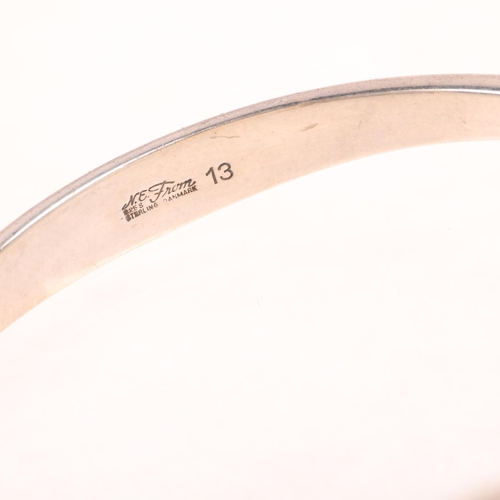 1644 - NIELS ERIK FROM - a Danish modernist sterling silver and marine ivory torque bangle, setting height ... 