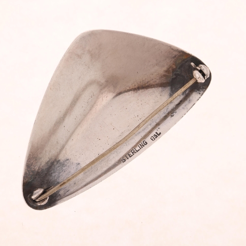 1649 - BORRESEN & LASSEN - a Danish modernist sterling silver 'Limpet' abstract brooch, 53.4mm, 13.6g