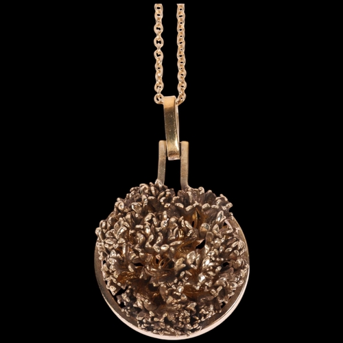 1651 - FLORAL DANICA - a Danish vermeil sterling silver 'Parsley' pendant necklace, on original sterling be... 