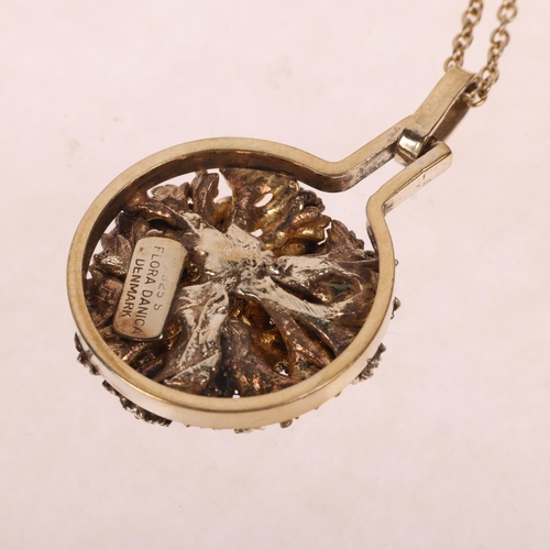 1651 - FLORAL DANICA - a Danish vermeil sterling silver 'Parsley' pendant necklace, on original sterling be... 