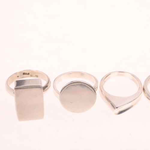 1681 - 5 modern sterling silver rings, largest setting height 18.8mm, sizes M, P x 3, and R, 33.6g total (5... 