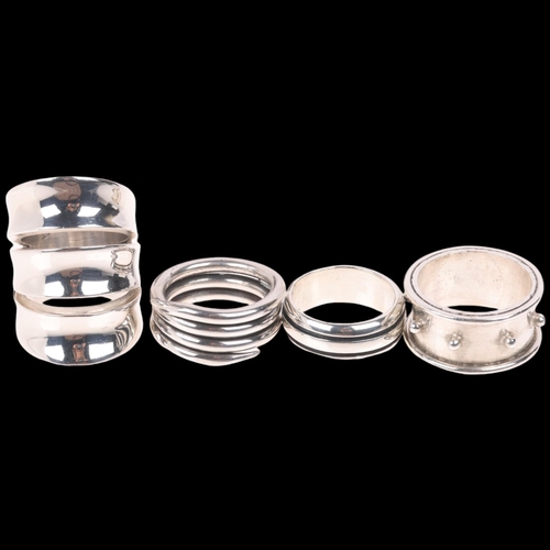 1683 - 4 modern sterling silver rings, sizes M x 2, N, and Q, 22.8g total (4)