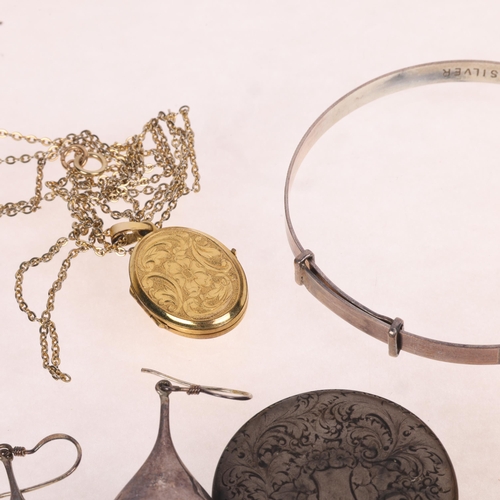 1687 - Various jewellery, including heavy silver identity bracelet, silver curb link Albert chain, locket b... 