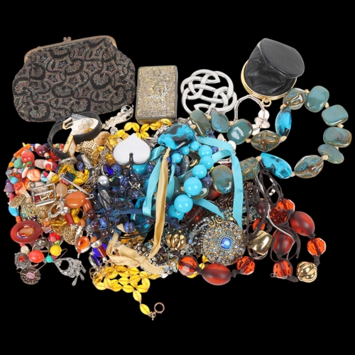 1701 - A quantity of costume jewellery, including bead necklaces, bracelet, wristwatch, etc