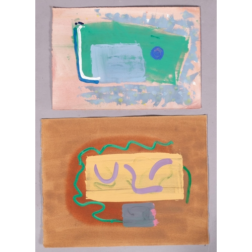 527 - Alistair Grant, 2 abstract compositions, watercolour gouache on paper, largest 29cm x 38cm, unframed... 