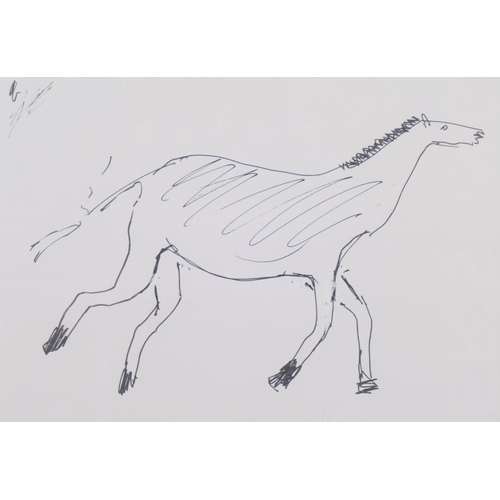 404 - Kenneth Armitage (British 1916-2002), running horse, ink drawing, with artist's label dated 1997, 20... 