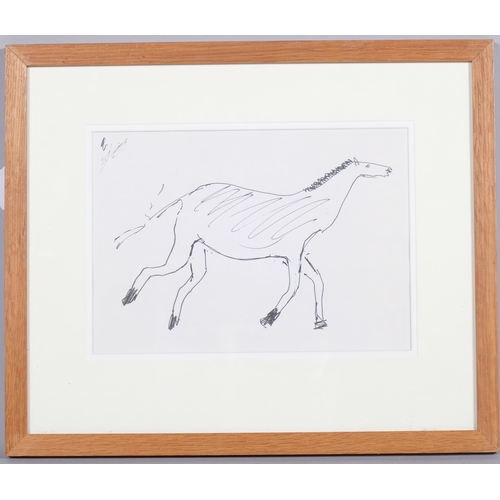 404 - Kenneth Armitage (British 1916-2002), running horse, ink drawing, with artist's label dated 1997, 20... 