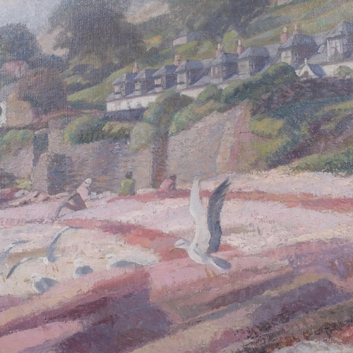 409 - James T A Osborne (British 1907-1979) Seagulls on shore, oil on canvas, mid-20th century, unsigned, ... 