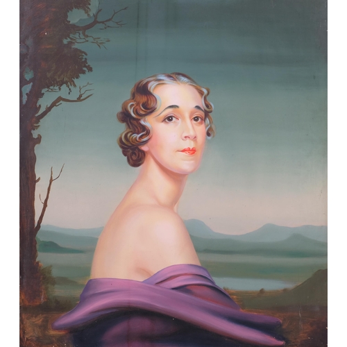 421 - William Acton (British 1906-1945), the Duchess of Villarosa, portrait, oil on canvas, inscribed vers... 