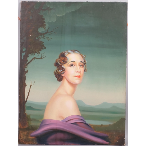 421 - William Acton (British 1906-1945), the Duchess of Villarosa, portrait, oil on canvas, inscribed vers... 