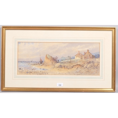 436 - George James Knox (1810 - 1897), fishing boat and cottage on shore, watercolour on paper, signed, 51... 