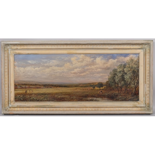 438 - Attributed John Linnell (British 1792-1882) Extensive downland landscape, oil on canvas, signed bott... 