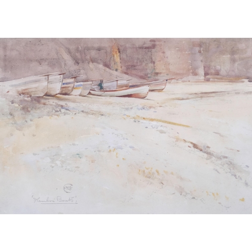 445 - Cuthbert Crossley (1883-?), Flamborough Boats, watercolour on paper, artist's monogram dated 1923, 3... 