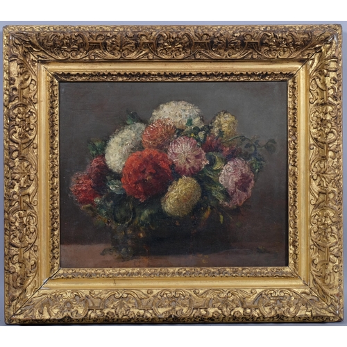 447 - Still life flowers, oil on board, in giltwood frame, unsigned, 34cm x 28cm