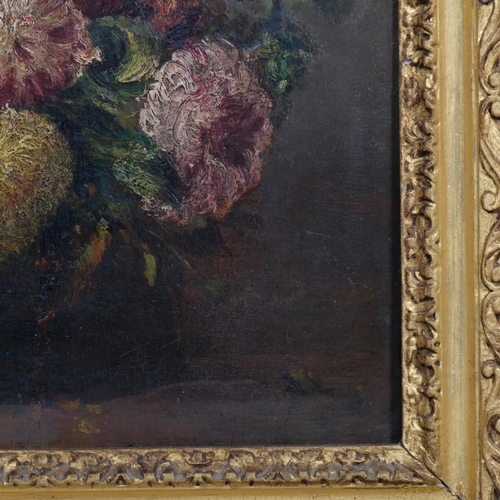 447 - Still life flowers, oil on board, in giltwood frame, unsigned, 34cm x 28cm