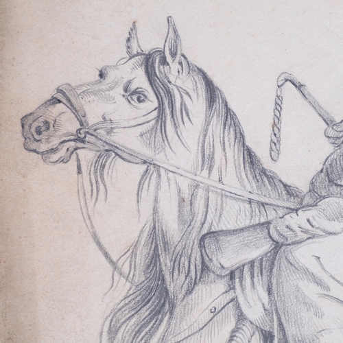 451 - 2 x 19th century/early 20th century pencil studies of Middle Eastern military man on horseback, unsi... 