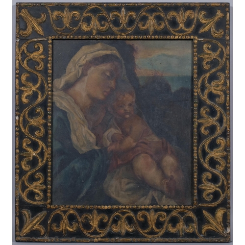 462 - 19th century study of Madonna and Child, oil on canvas, unsigned, 34cm x 29cm, framed