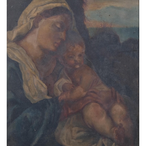 462 - 19th century study of Madonna and Child, oil on canvas, unsigned, 34cm x 29cm, framed