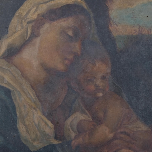 462 - 19th century study of Madonna and Child, oil on canvas, unsigned, 34cm x 29cm, framed