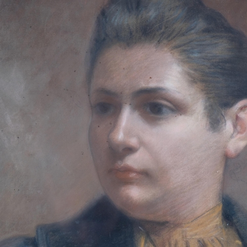 465 - Early 20th century portrait of woman, pastel on canvas, unsigned, 53cm x 44cm, framed